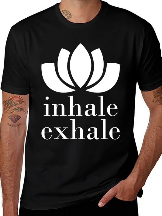 Inhale Exhale Lotus Graphic T-Shirt - Black