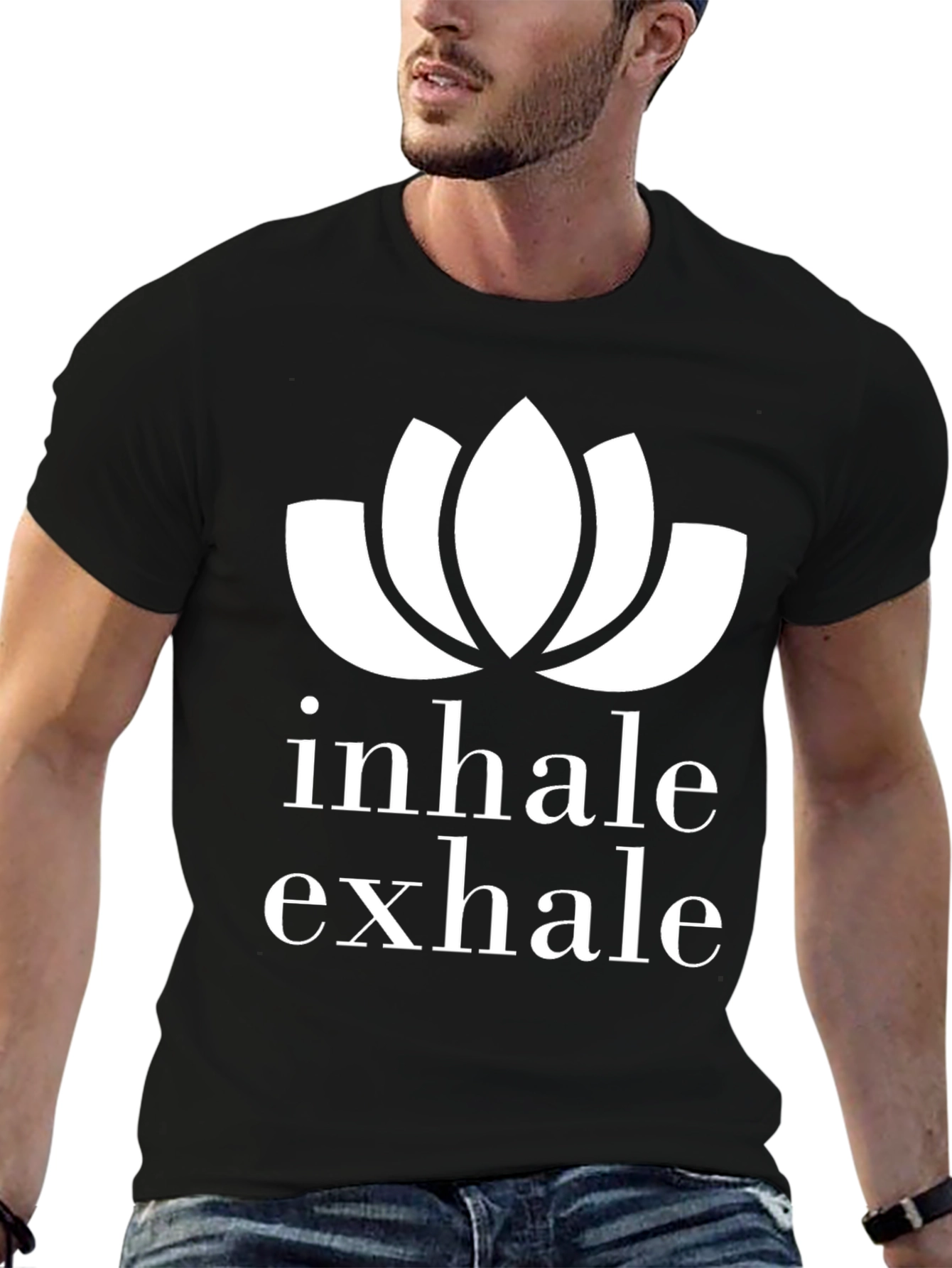 Inhale Exhale Lotus Graphic T-Shirt - Black