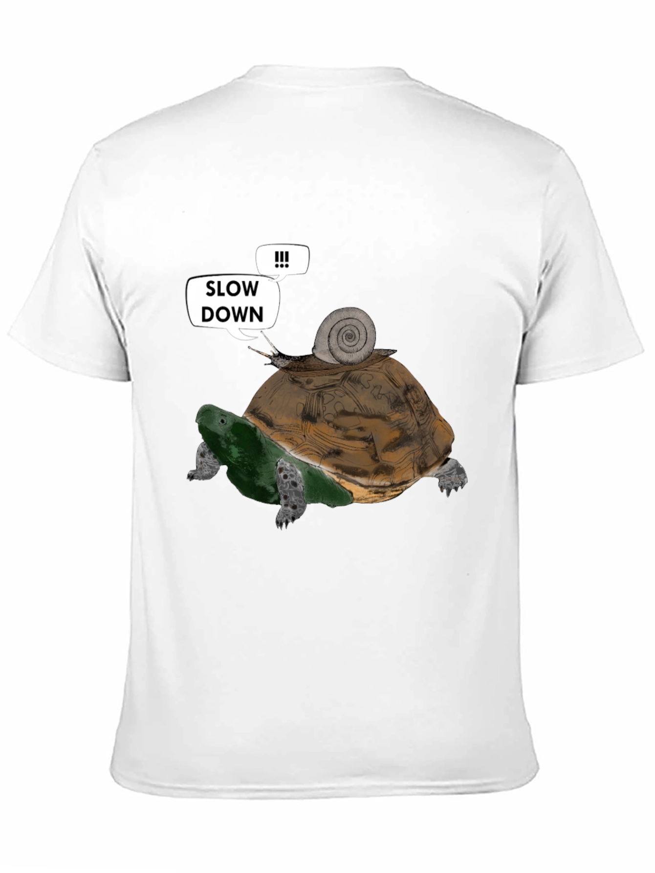 Slow Down Funny Turtle and Snail Graphic T-Shirt