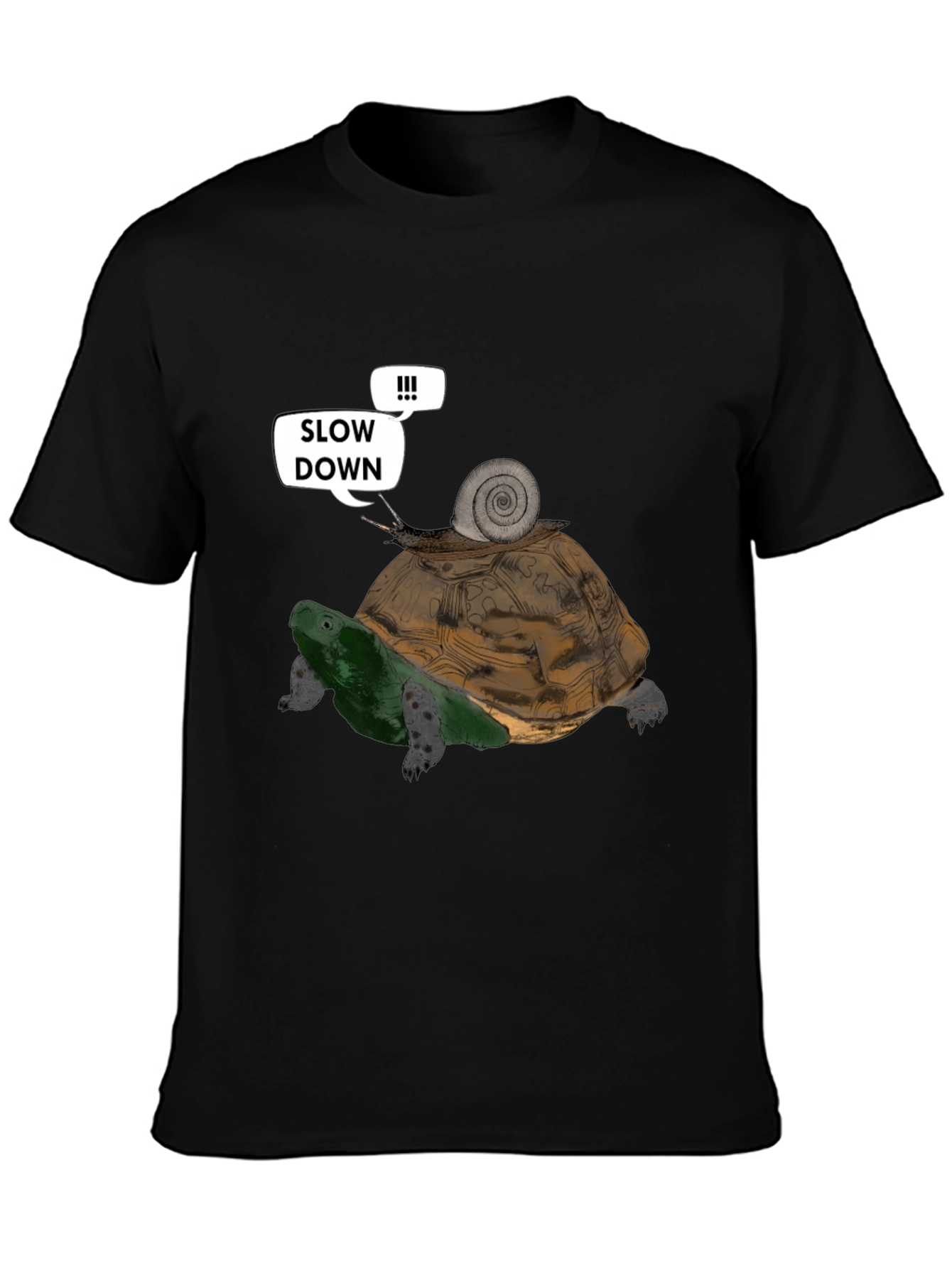 Slow Down Funny Turtle and Snail Graphic T-Shirt