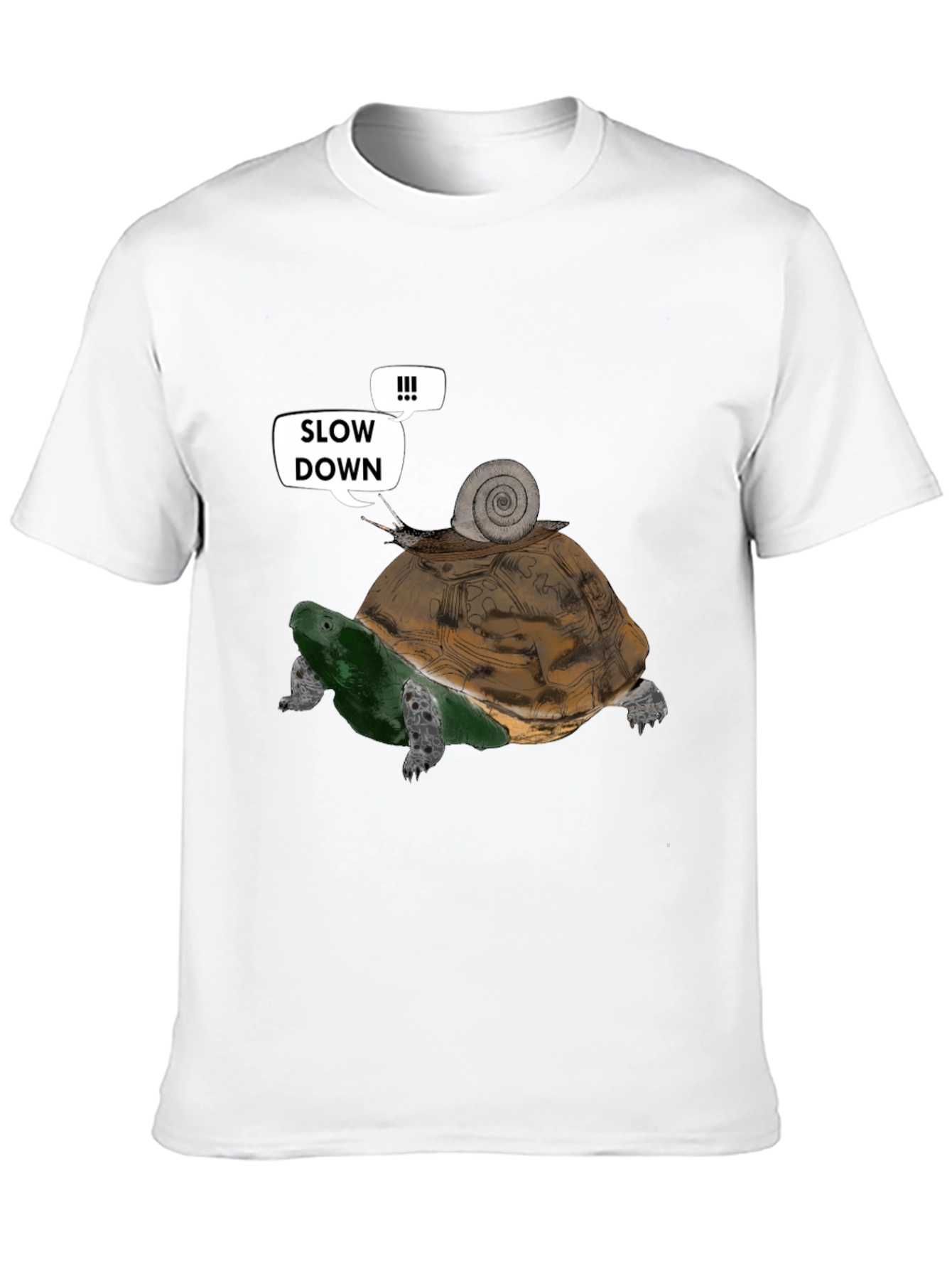 Slow Down Funny Turtle and Snail Graphic T-Shirt