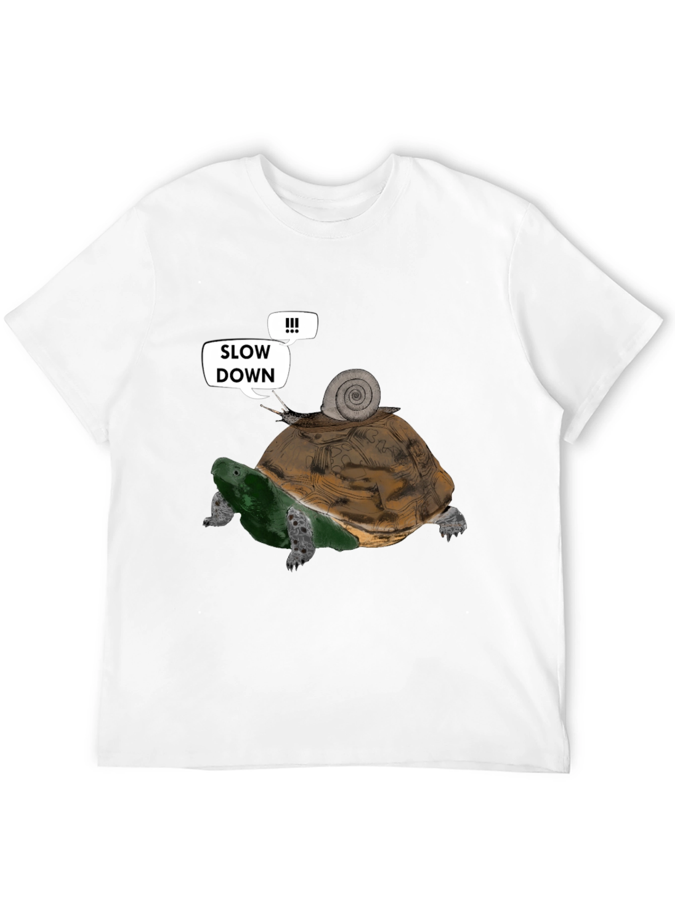 Slow Down Funny Turtle and Snail Graphic T-Shirt