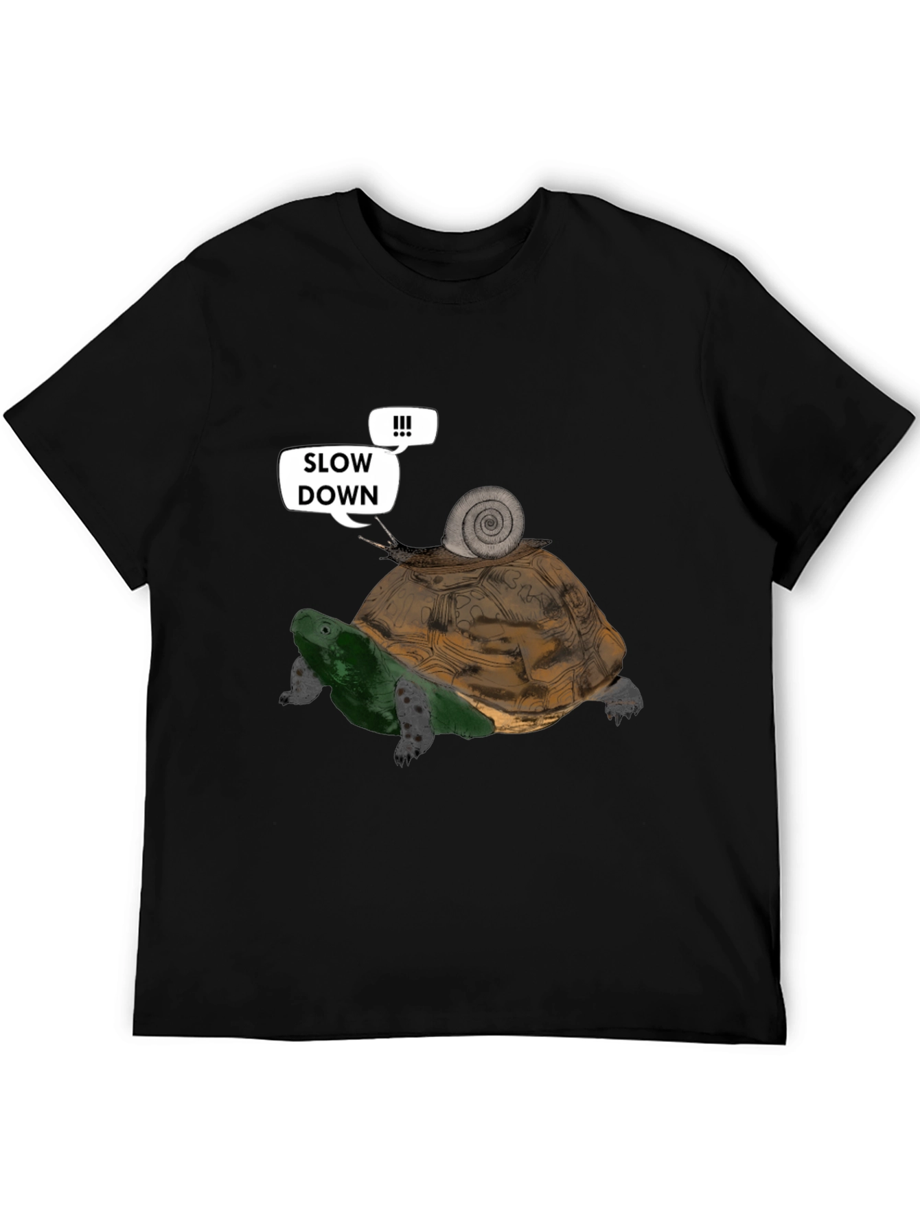 Slow Down Funny Turtle and Snail Graphic T-Shirt