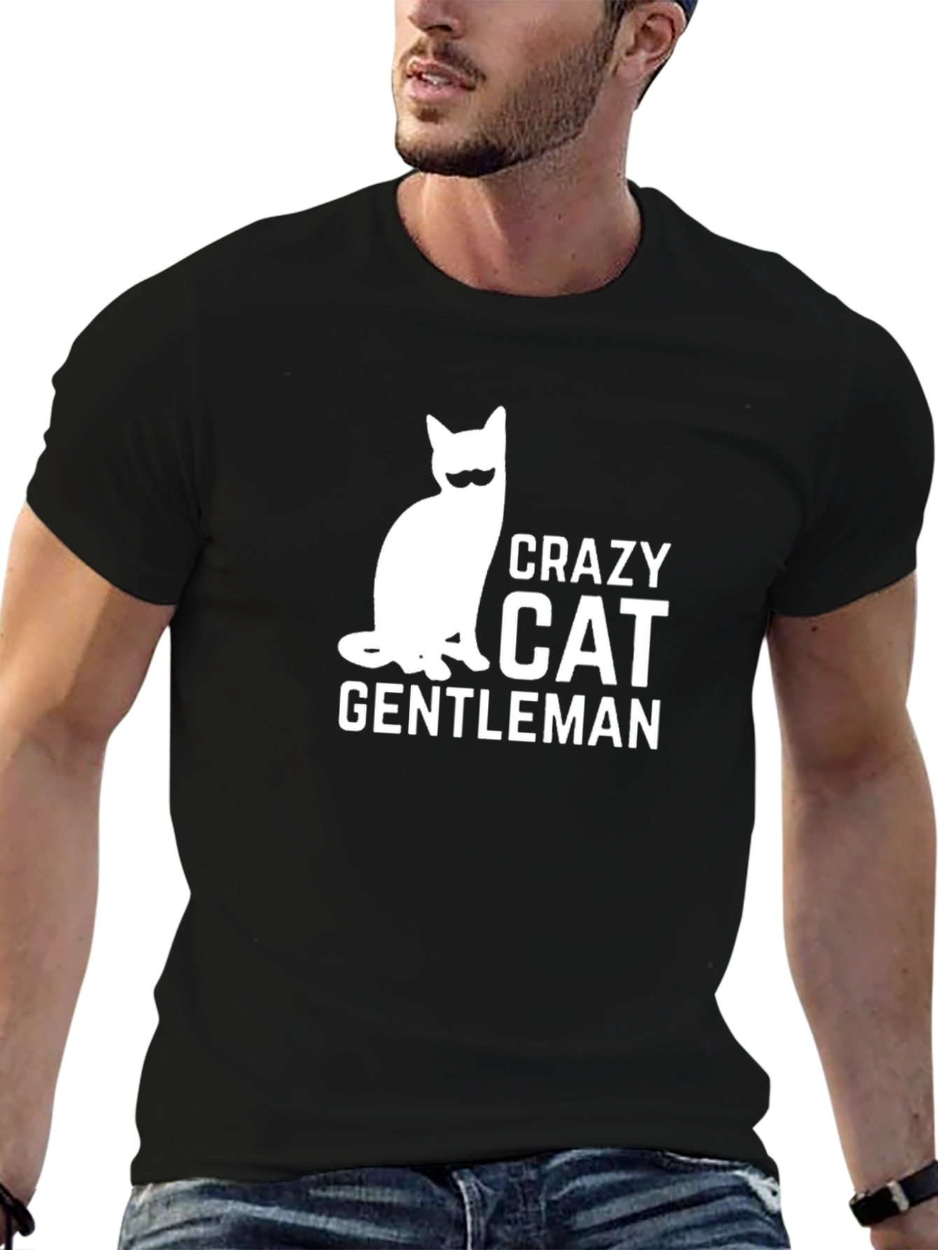 Crazy Cat Gentleman T-Shirt - Cool Graphic Tee