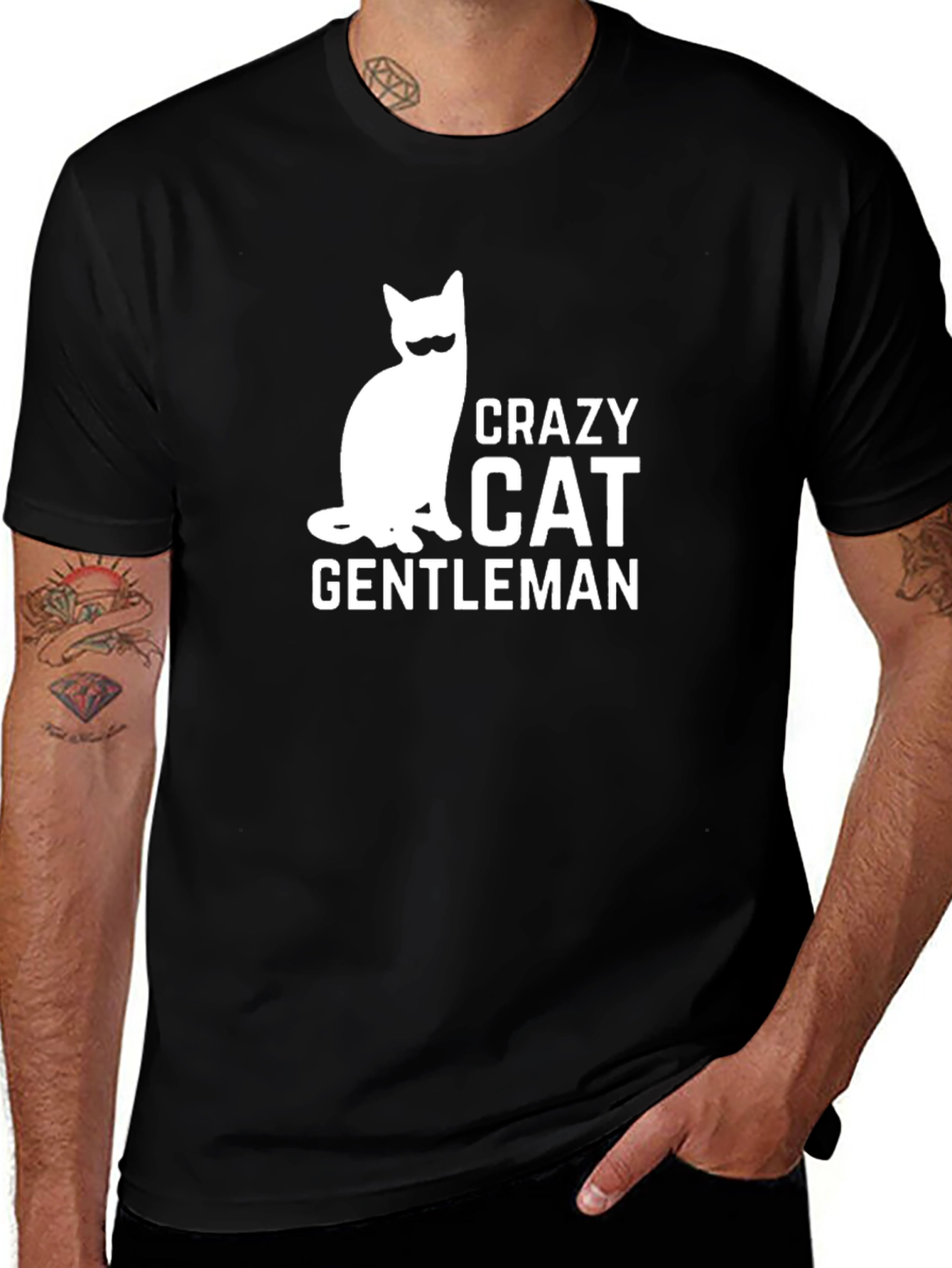 Crazy Cat Gentleman T-Shirt - Cool Graphic Tee