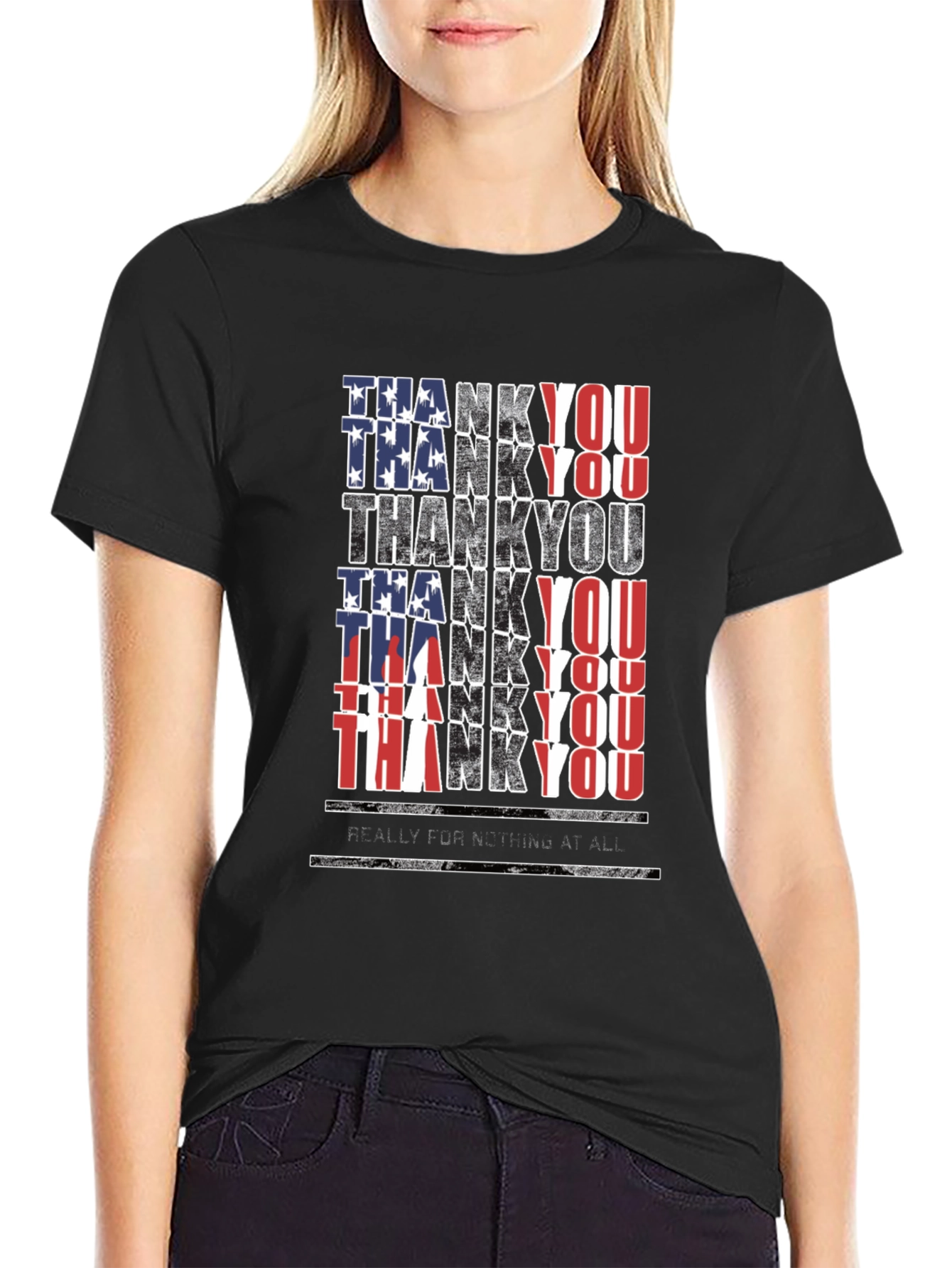 Patriotic Thank You T-Shirt - Mens Black Tee