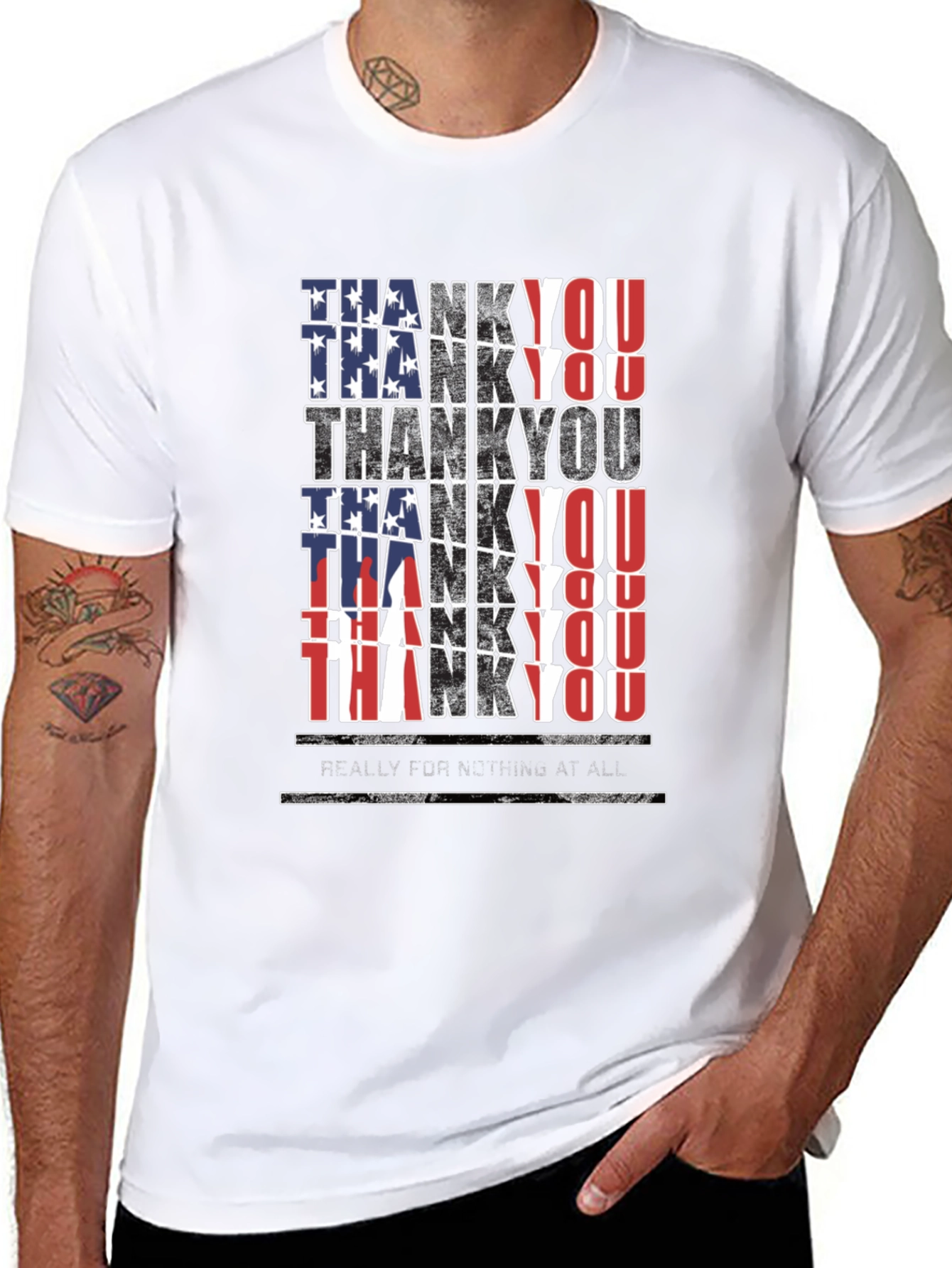 Patriotic Thank You T-Shirt - Mens Black Tee