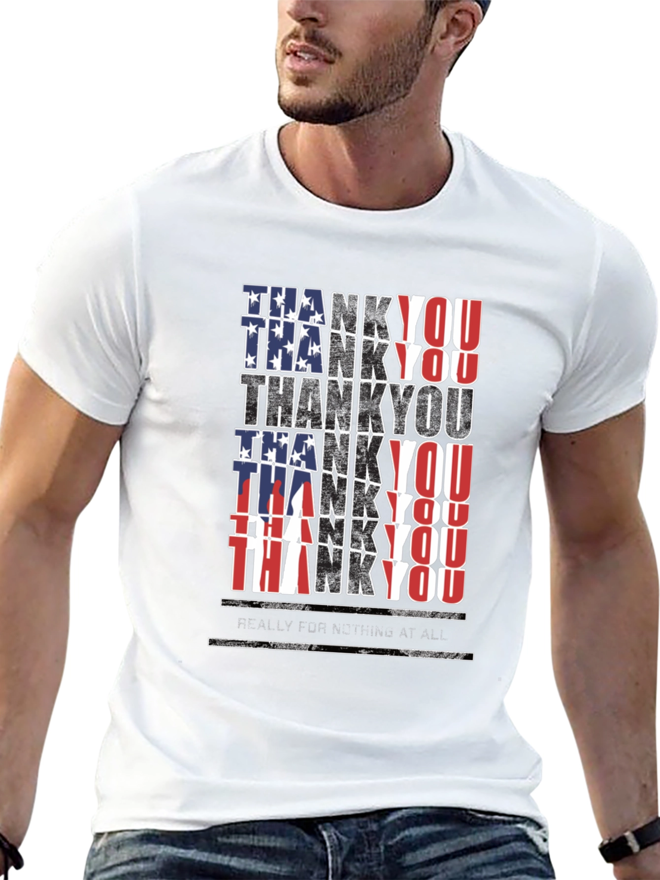 Patriotic Thank You T-Shirt - Mens Black Tee