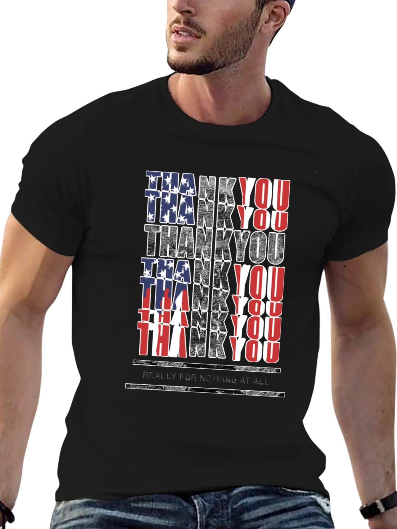 Patriotic Thank You T-Shirt - Mens Black Tee