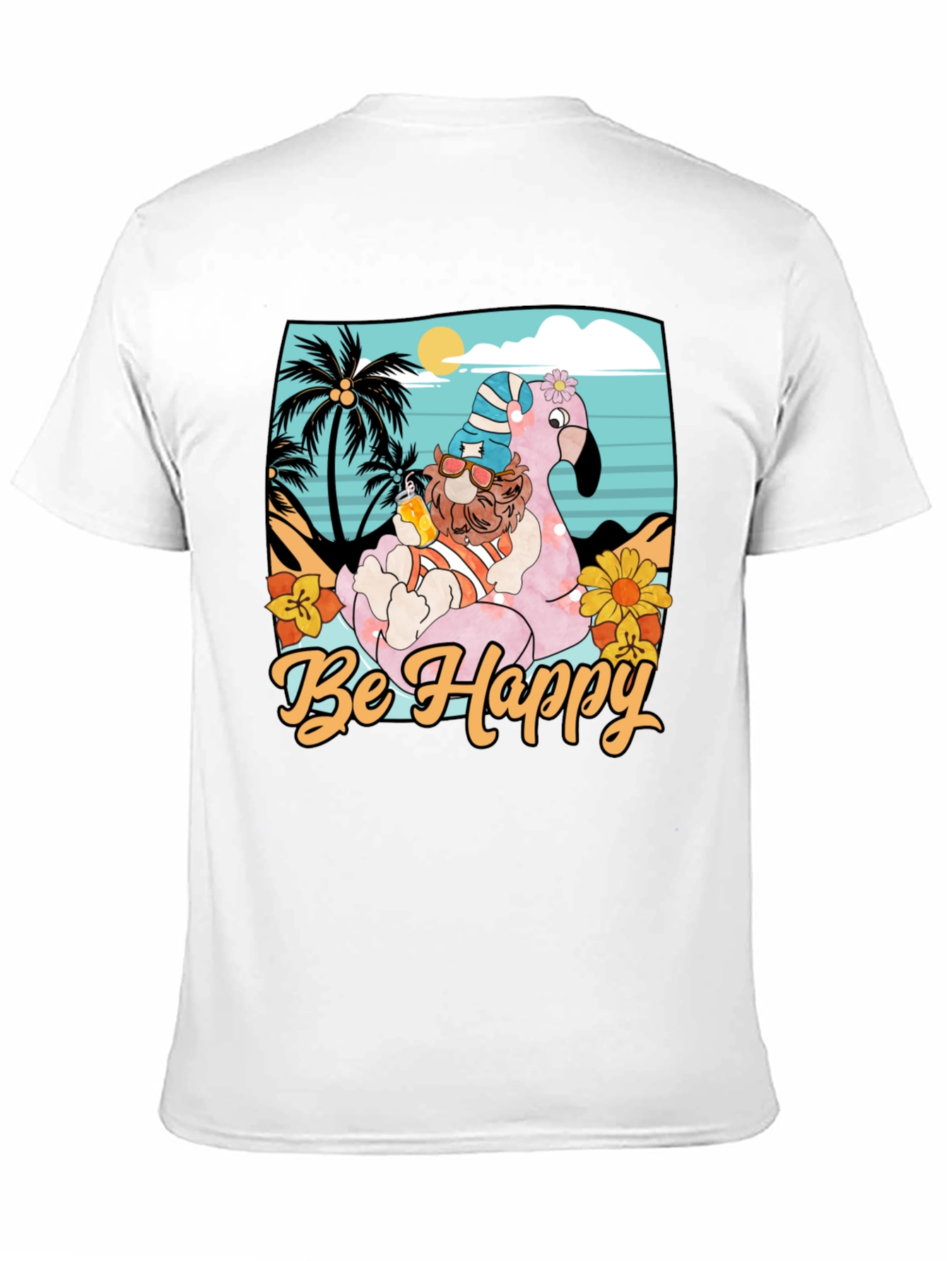 Be Happy Flamingo Beach T-Shirt