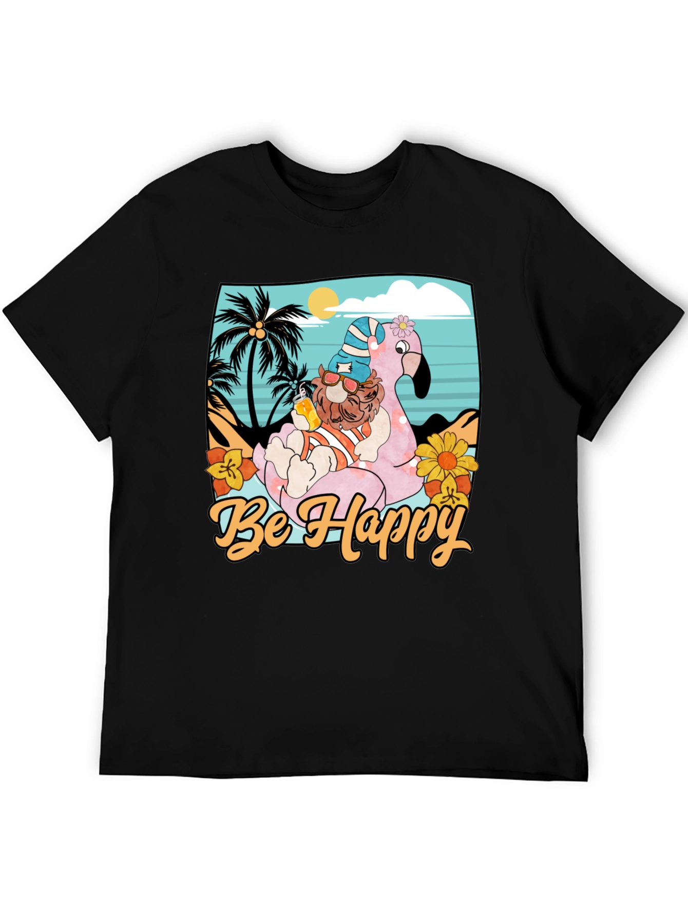 Be Happy Flamingo Beach T-Shirt