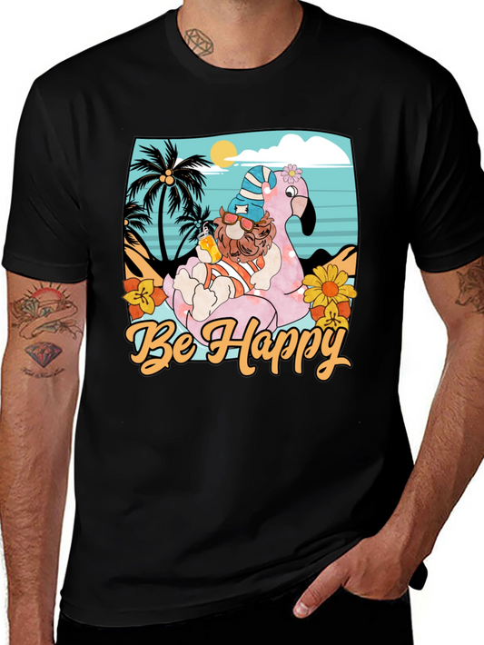 Be Happy Flamingo Beach T-Shirt