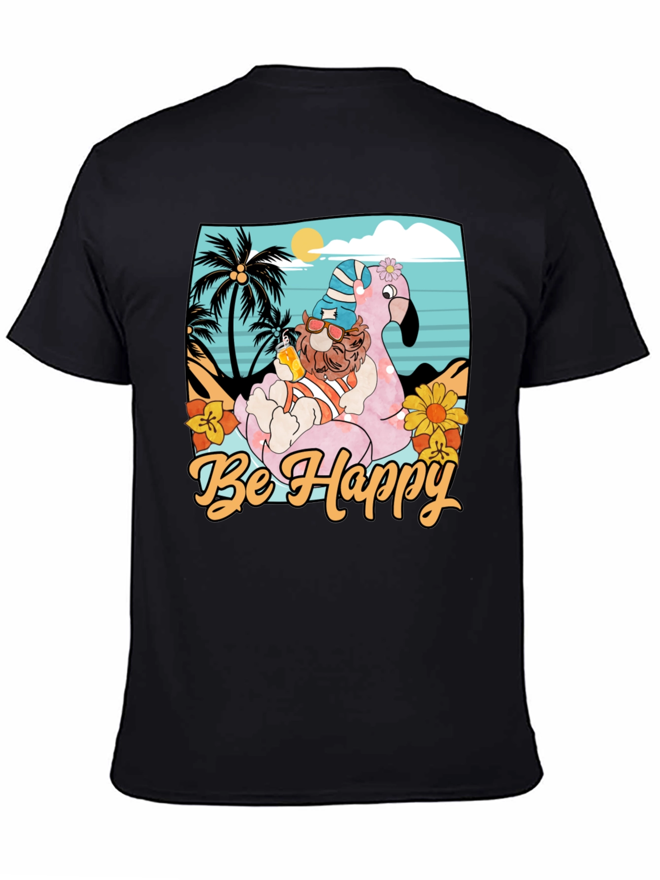 Be Happy Flamingo Beach T-Shirt