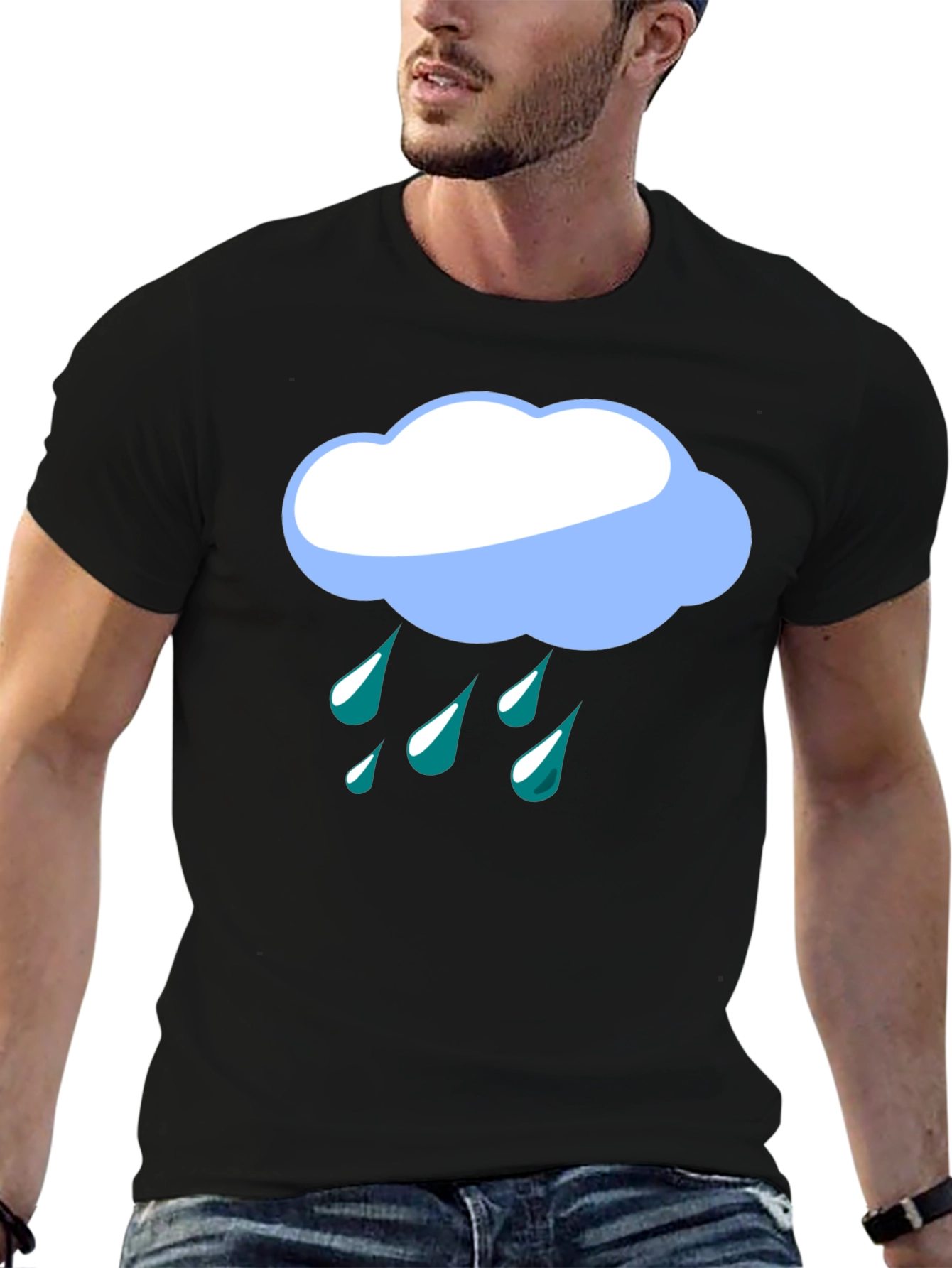 Rainy Day Cloud Graphic Tee - Black T-Shirt