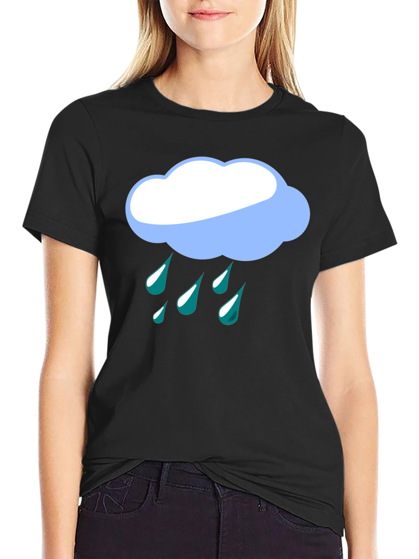 Rainy Day Cloud Graphic Tee - Black T-Shirt