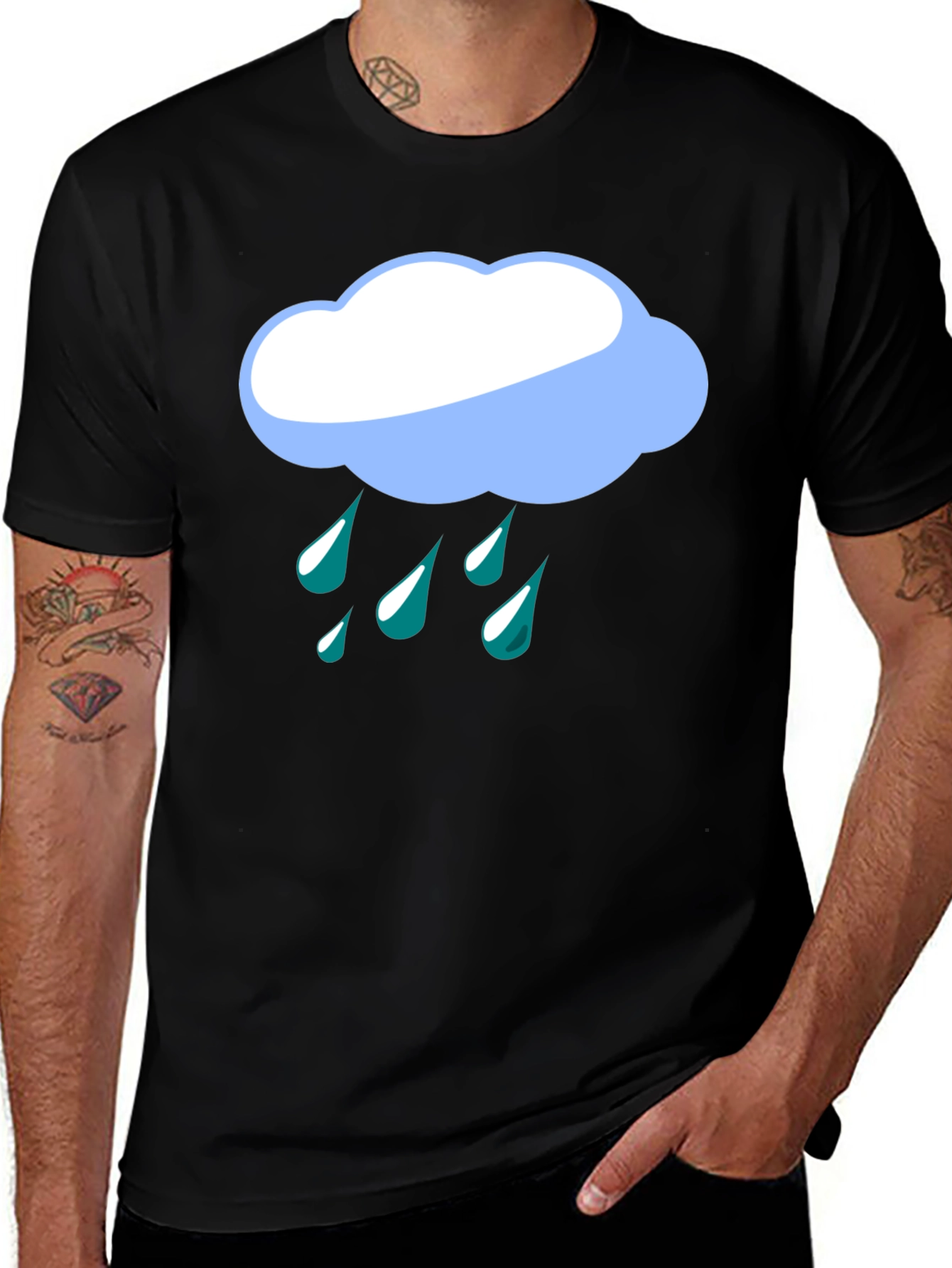 Rainy Day Cloud Graphic Tee - Black T-Shirt