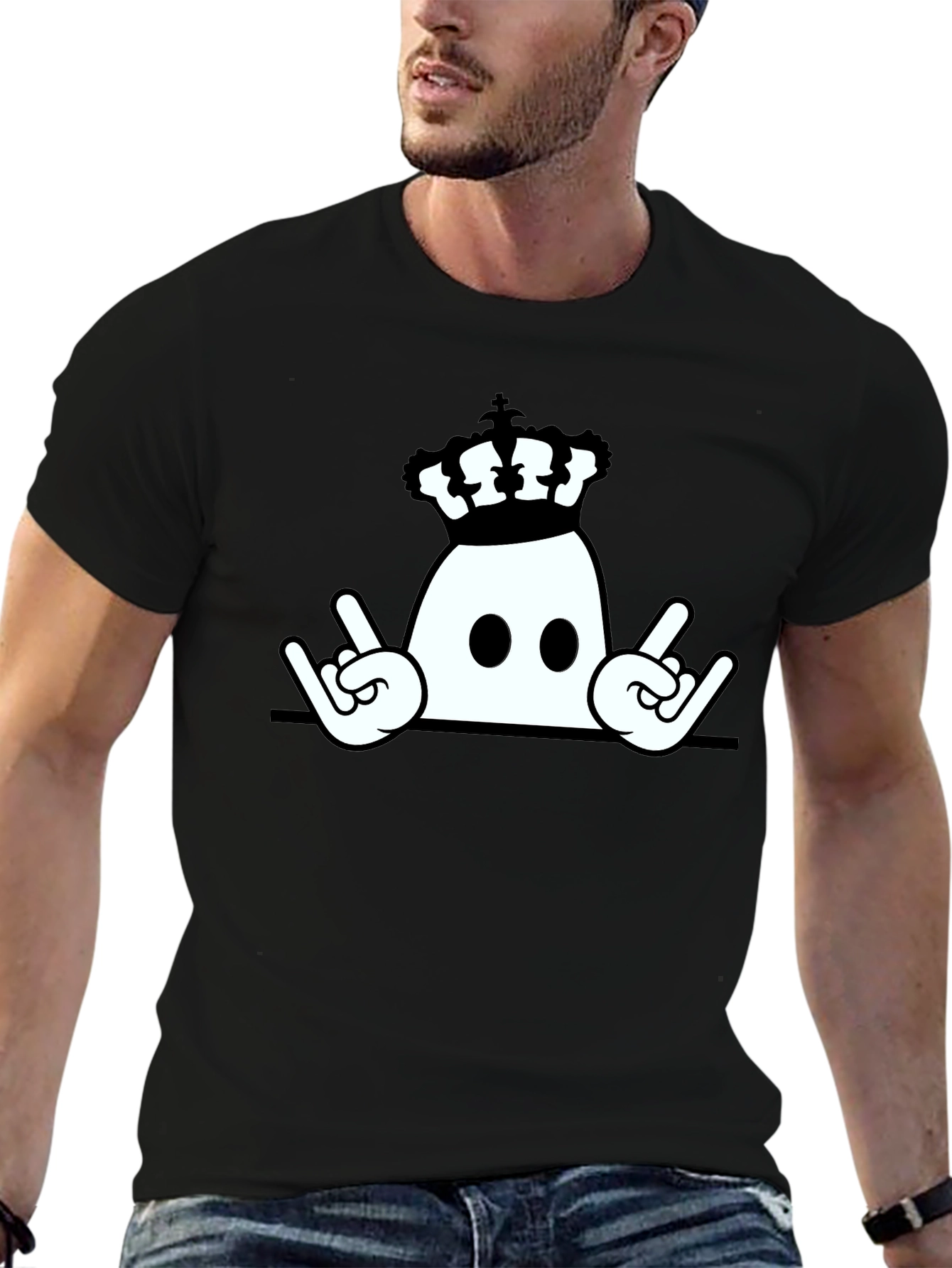 Crown Ghost Rock On Black T-Shirt
