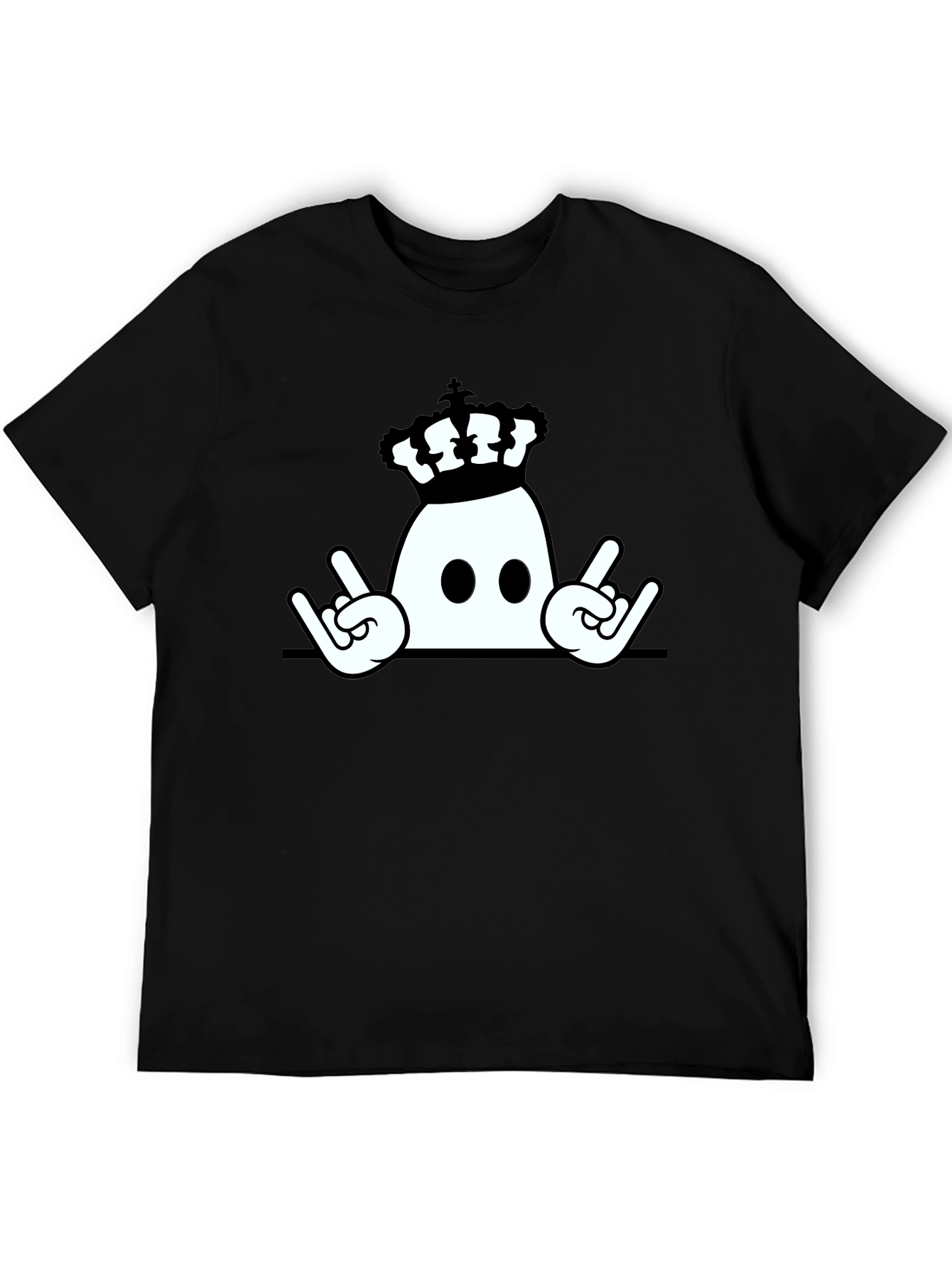 Crown Ghost Rock On Black T-Shirt
