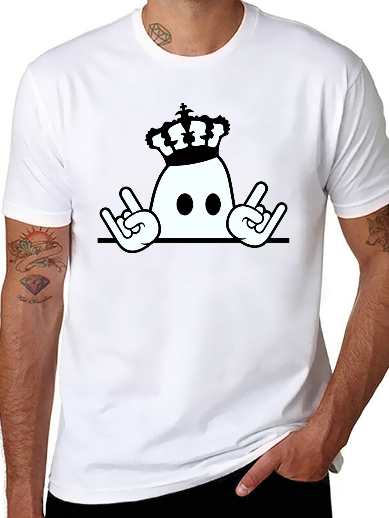Crown Ghost Rock On Black T-Shirt