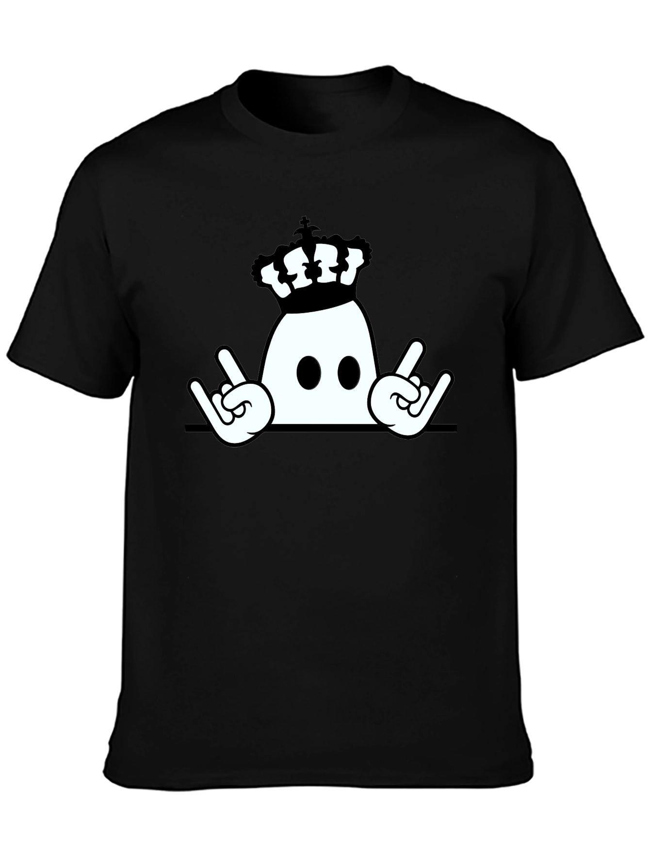 Crown Ghost Rock On Black T-Shirt