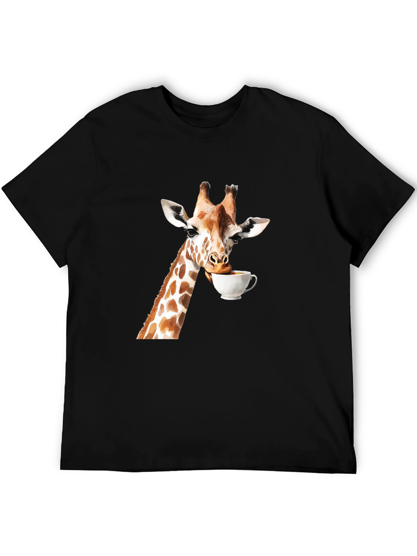 Giraffe Drinking Coffee Graphic T-Shirt