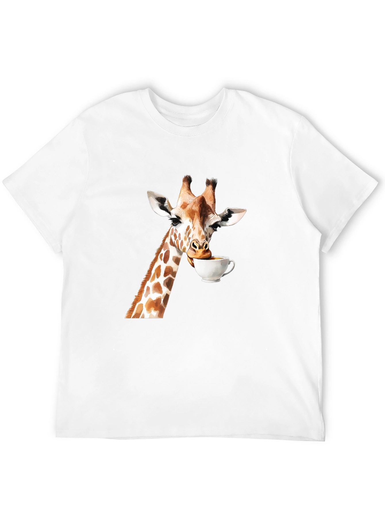 Giraffe Drinking Coffee Graphic T-Shirt