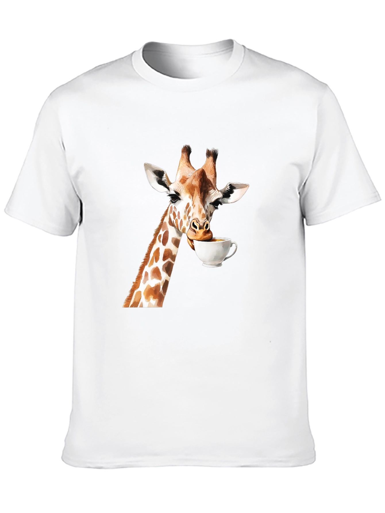 Giraffe Drinking Coffee Graphic T-Shirt
