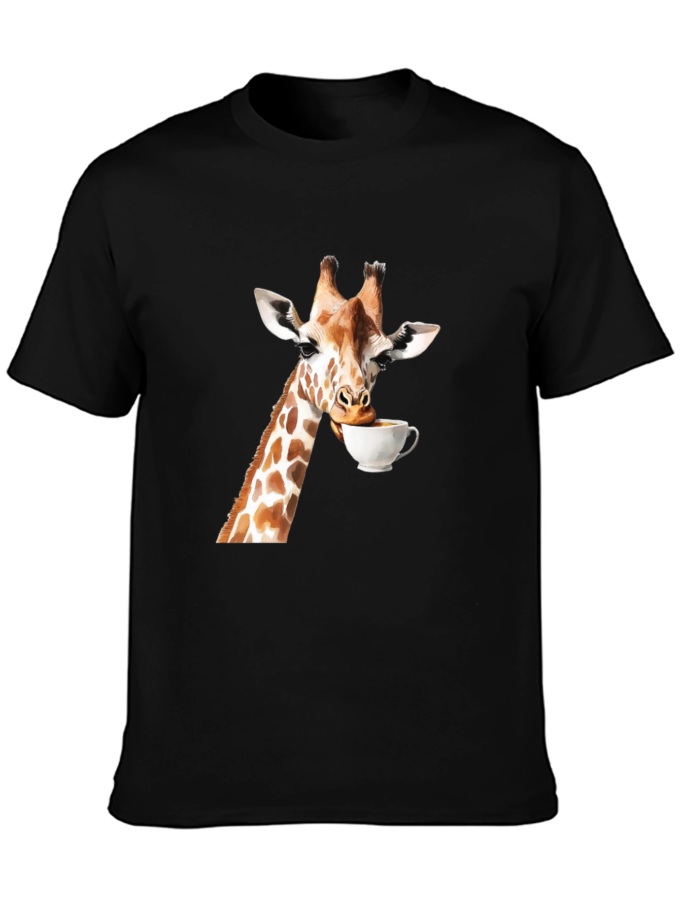 Giraffe Drinking Coffee Graphic T-Shirt