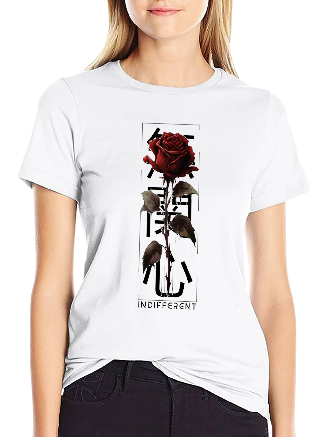 Rose Indifferent Graphic Print T-Shirt