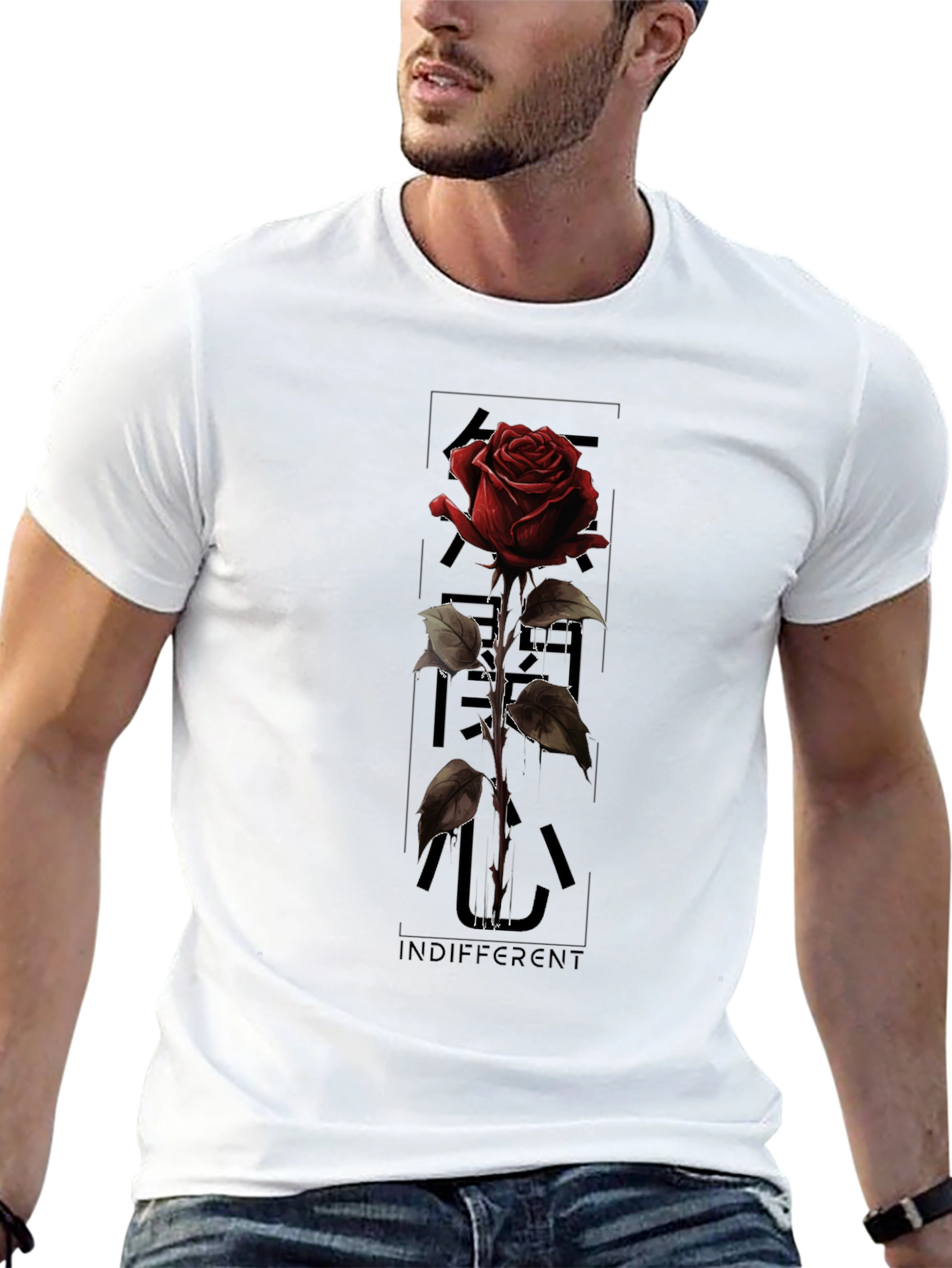 Rose Indifferent Graphic Print T-Shirt