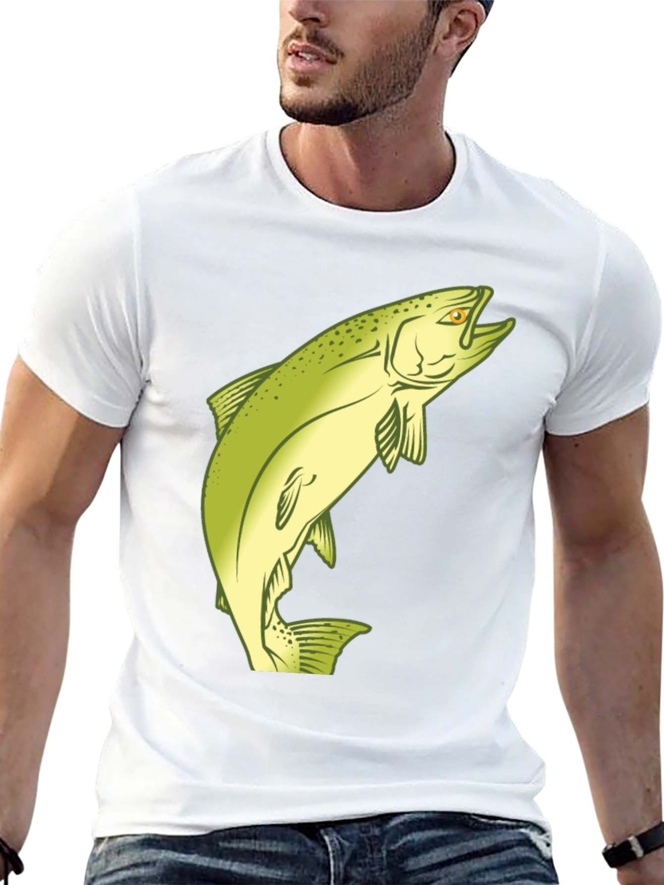Fishing T-Shirt - Salmon Graphic Tee - Black