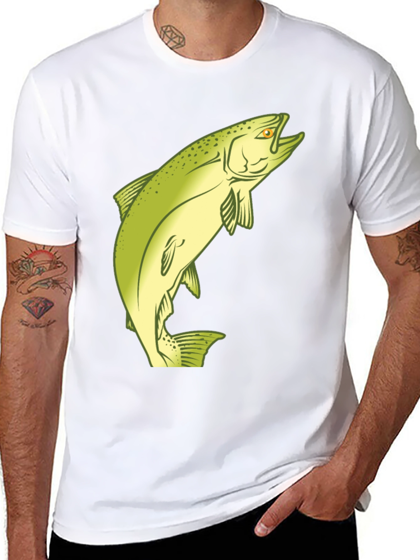 Fishing T-Shirt - Salmon Graphic Tee - Black
