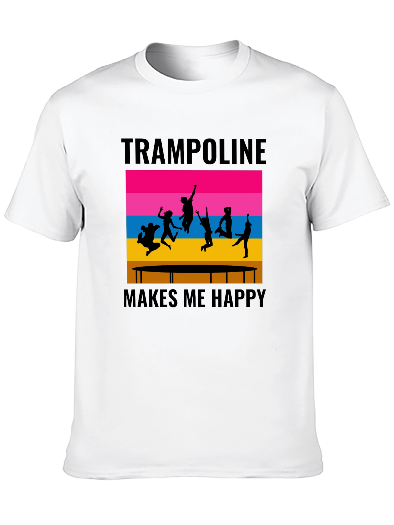 Trampoline Makes Me Happy Black Graphic T-Shirt