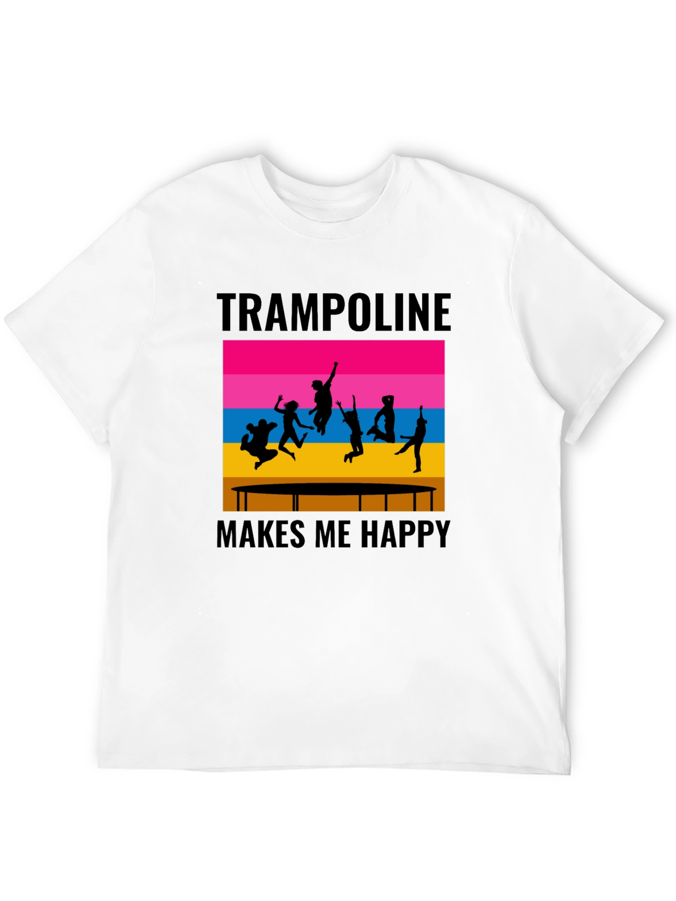 Trampoline Makes Me Happy Black Graphic T-Shirt