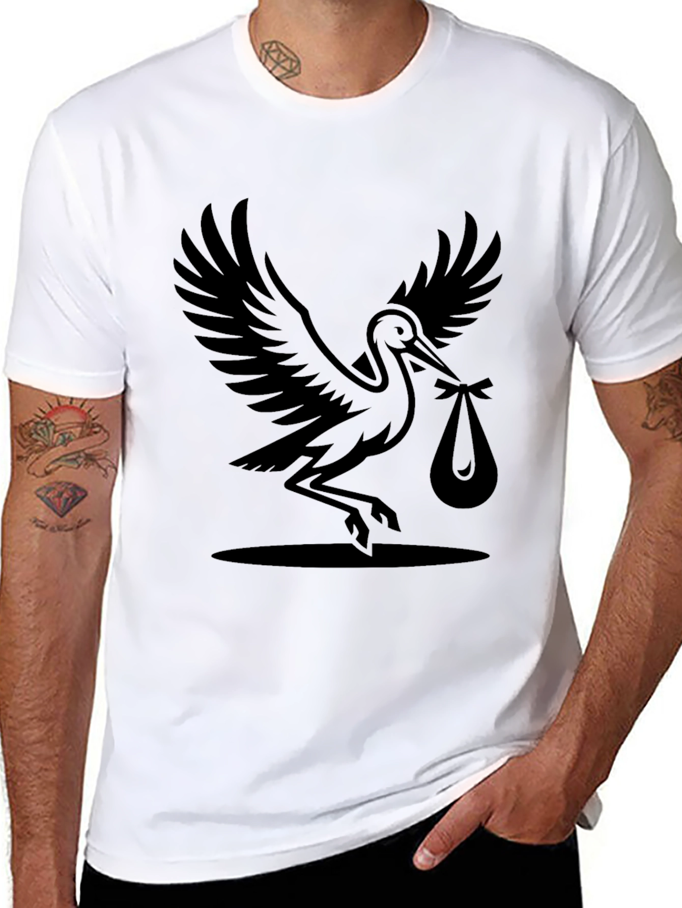 Stork Graphic T-Shirt - New Baby Announcement Tee