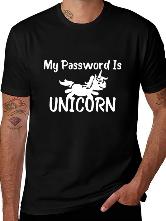 My Password is Unicorn Graphic T-Shirt - Black