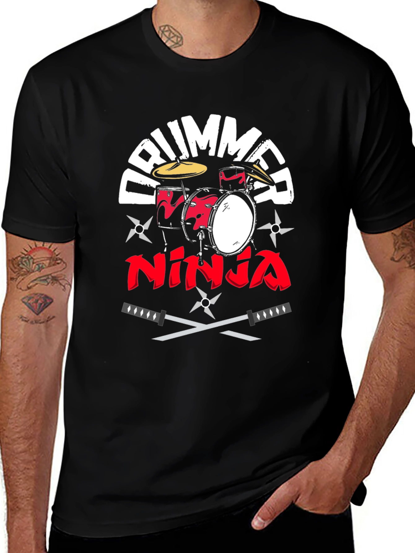 Drummer Ninja T-Shirt - Music and Martial Arts