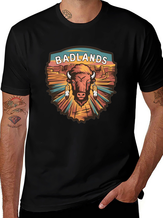 Badlands Bison Graphic Tee - Black Cotton T-Shirt