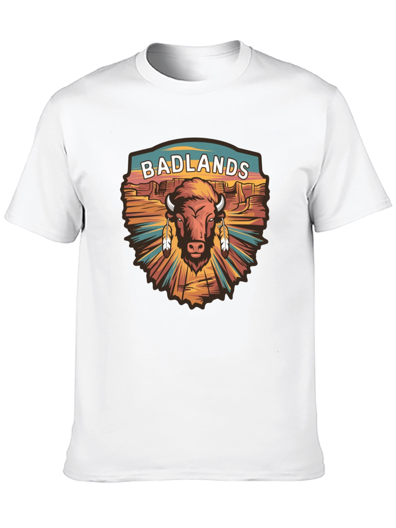 Badlands Bison Graphic Tee - Black Cotton T-Shirt