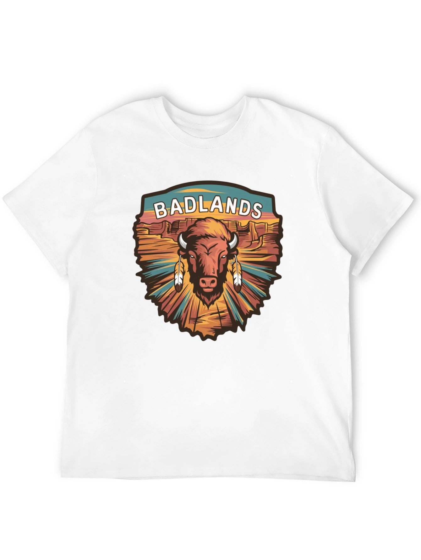 Badlands Bison Graphic Tee - Black Cotton T-Shirt