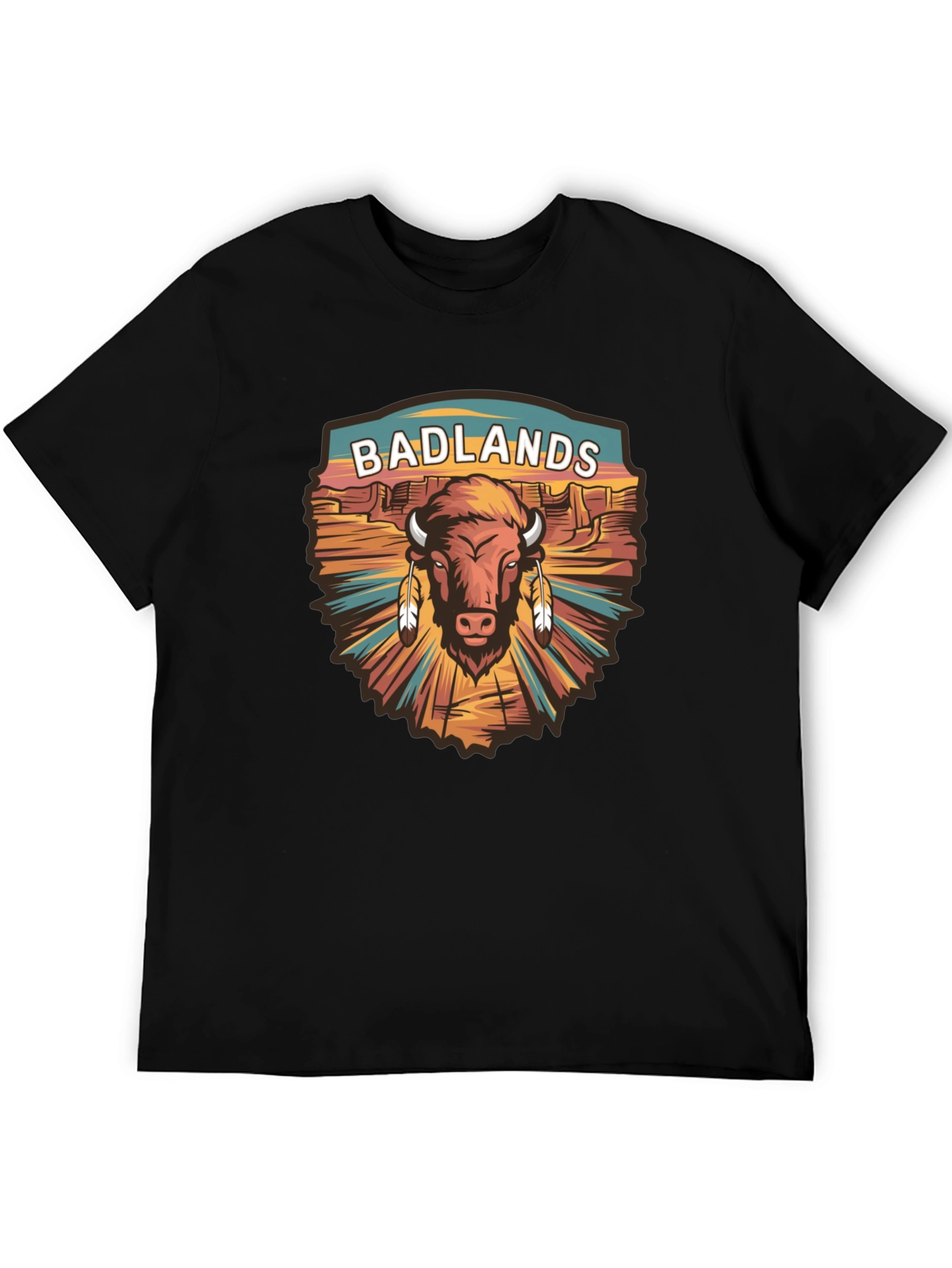 Badlands Bison Graphic Tee - Black Cotton T-Shirt