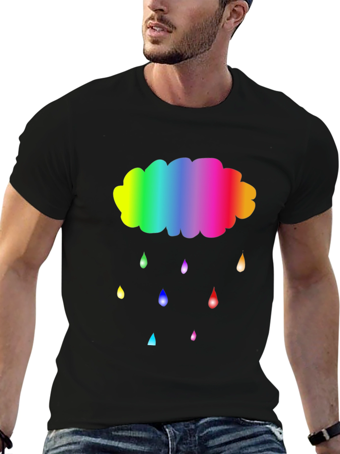Rainbow Cloud Raindrops Graphic Tee