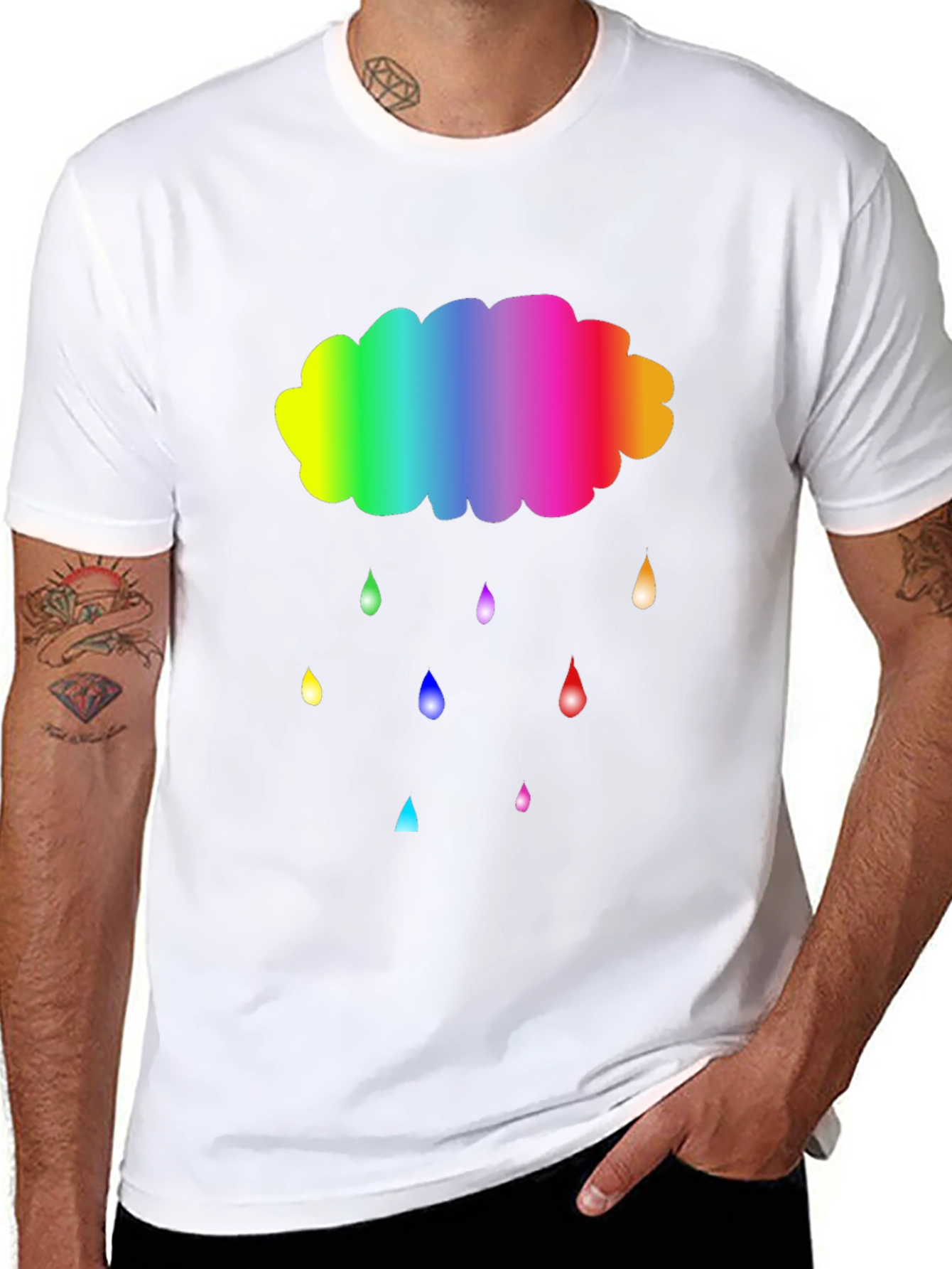 Rainbow Cloud Raindrops Graphic Tee