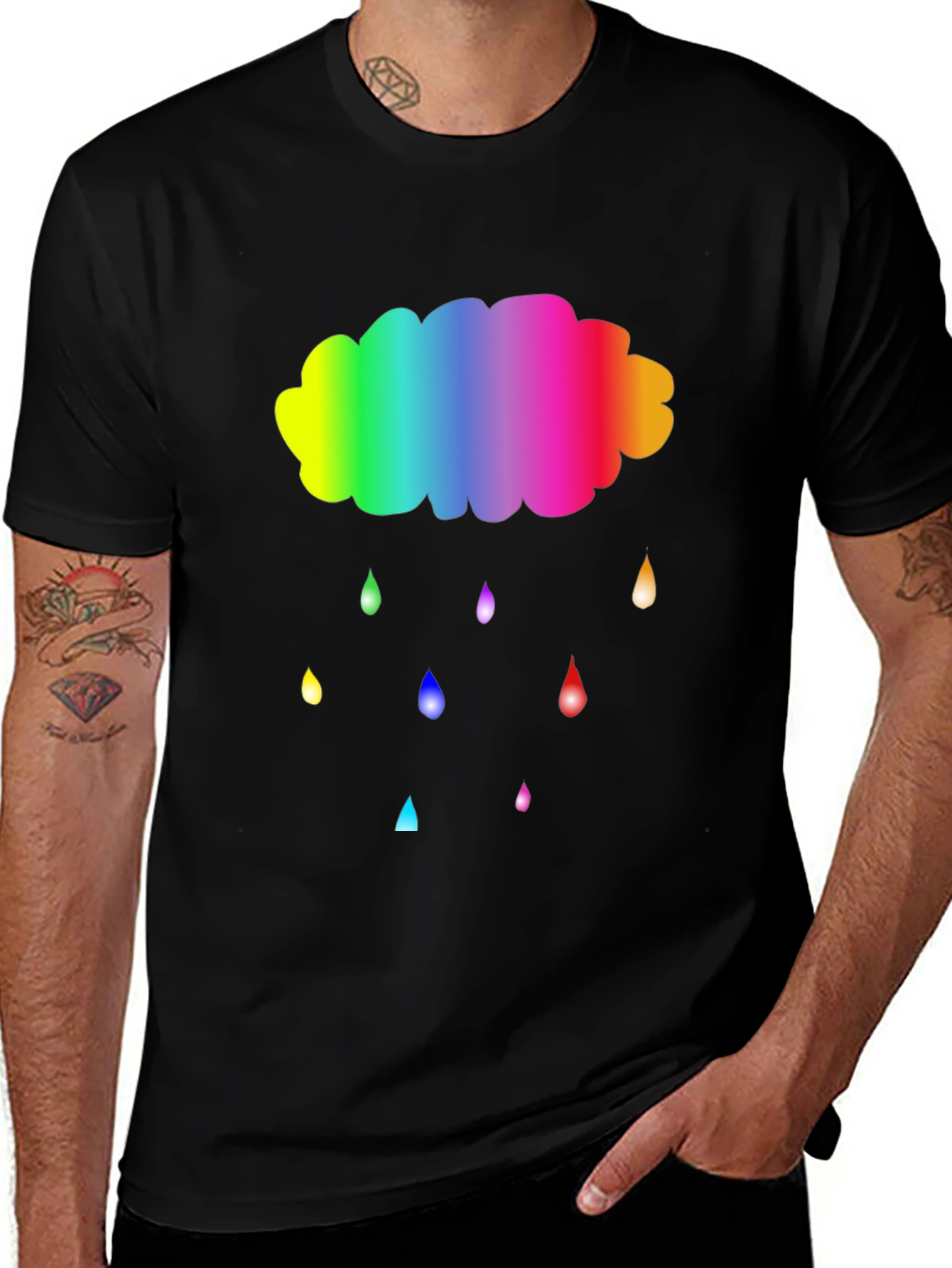 Rainbow Cloud Raindrops Graphic Tee