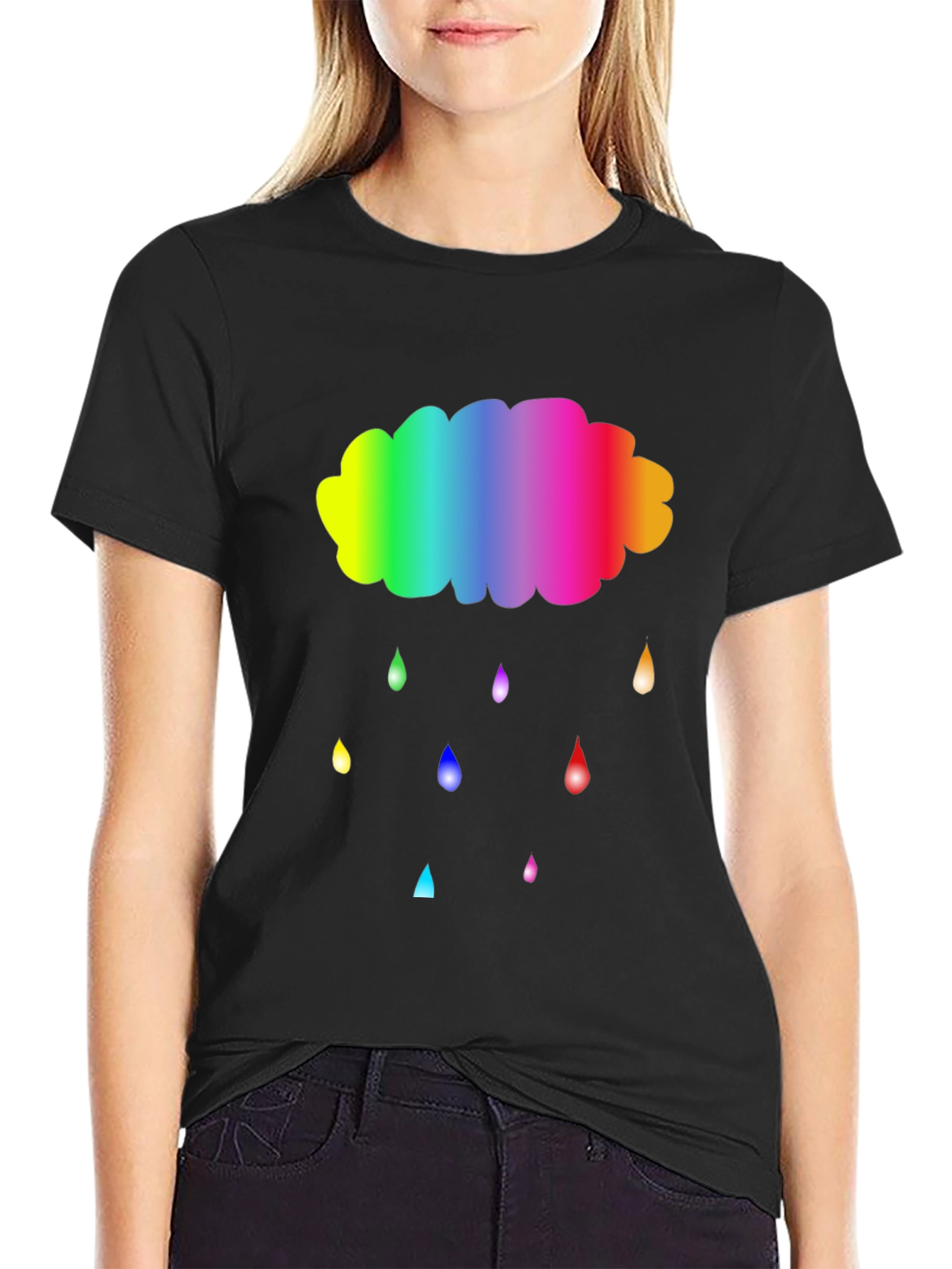 Rainbow Cloud Raindrops Graphic Tee