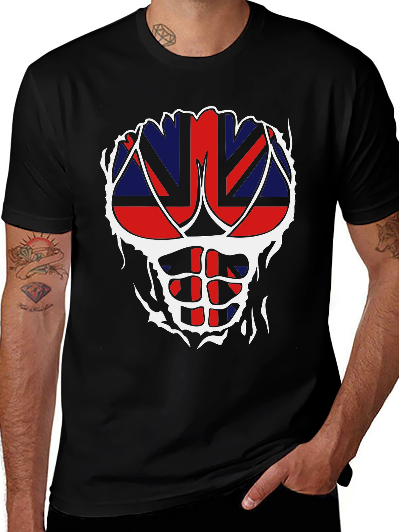 Union Jack Ripped T-Shirt - Patriotic Abs!