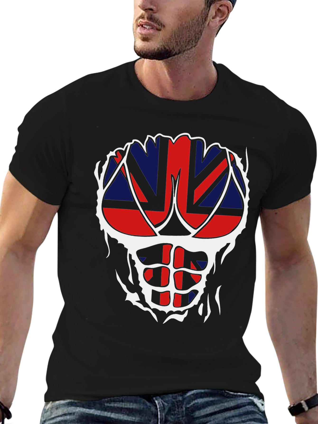 Union Jack Ripped T-Shirt - Patriotic Abs!