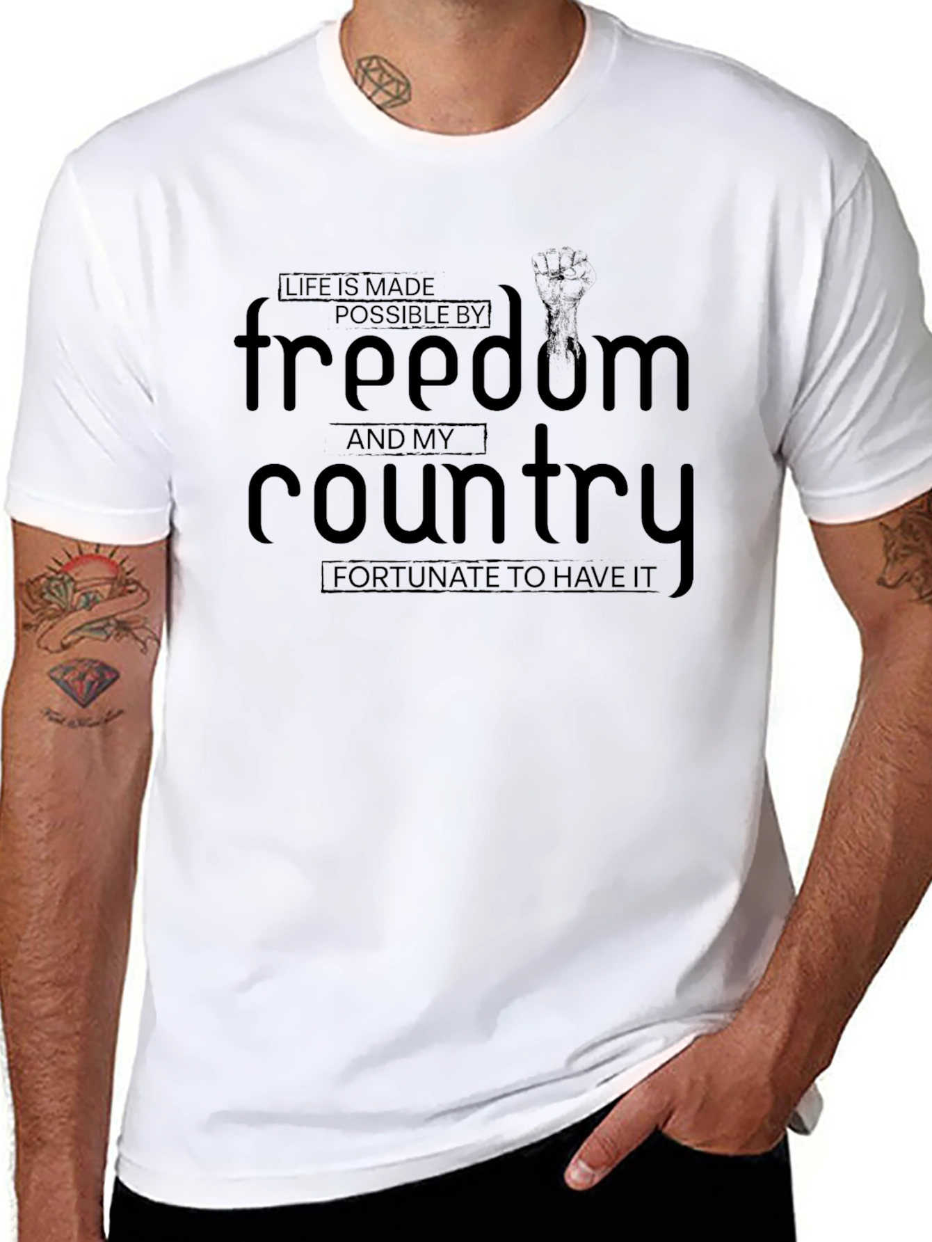 Freedom & Country Black Graphic T-Shirt