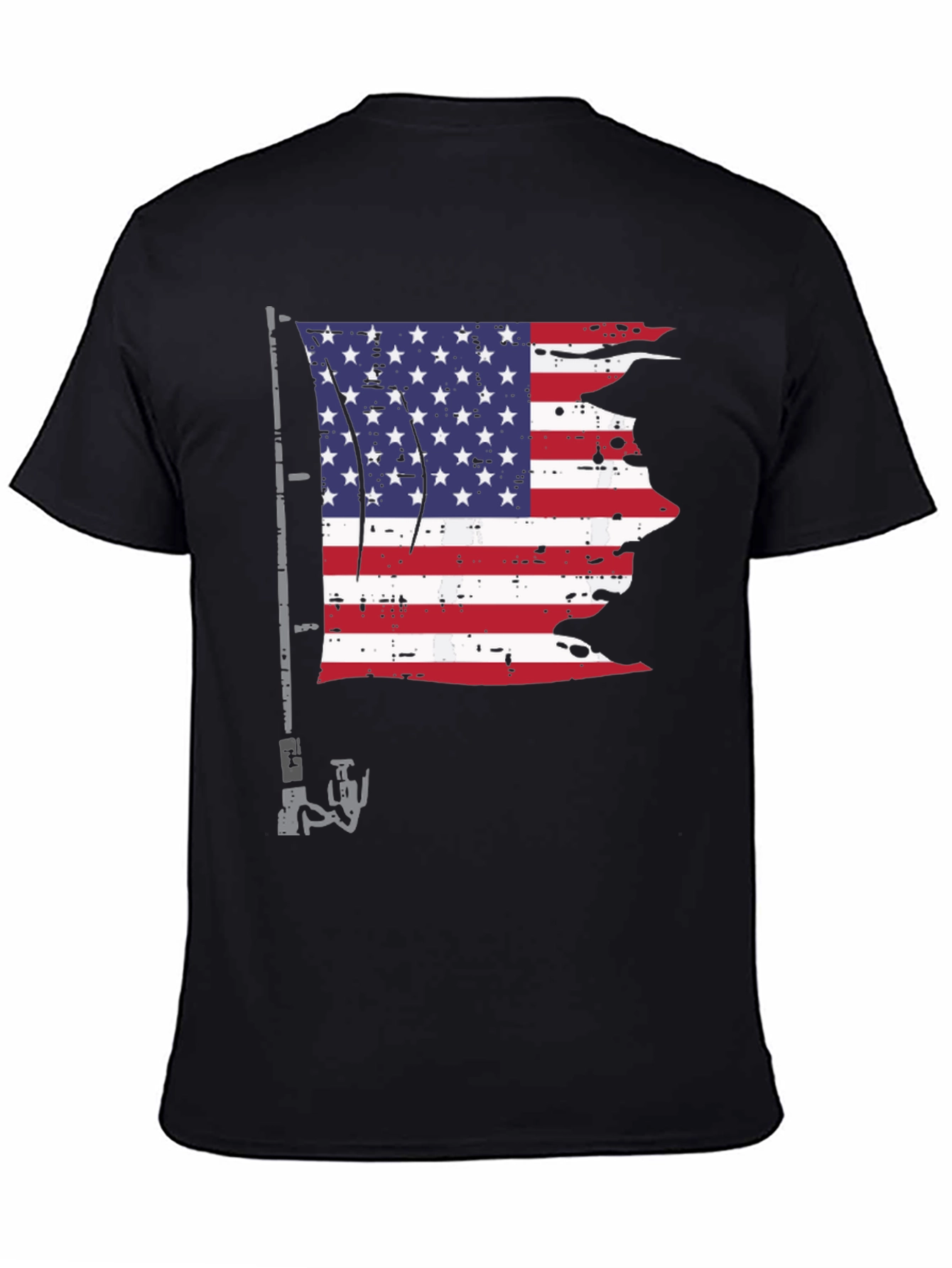 American Flag Fishing Rod Graphic Tee
