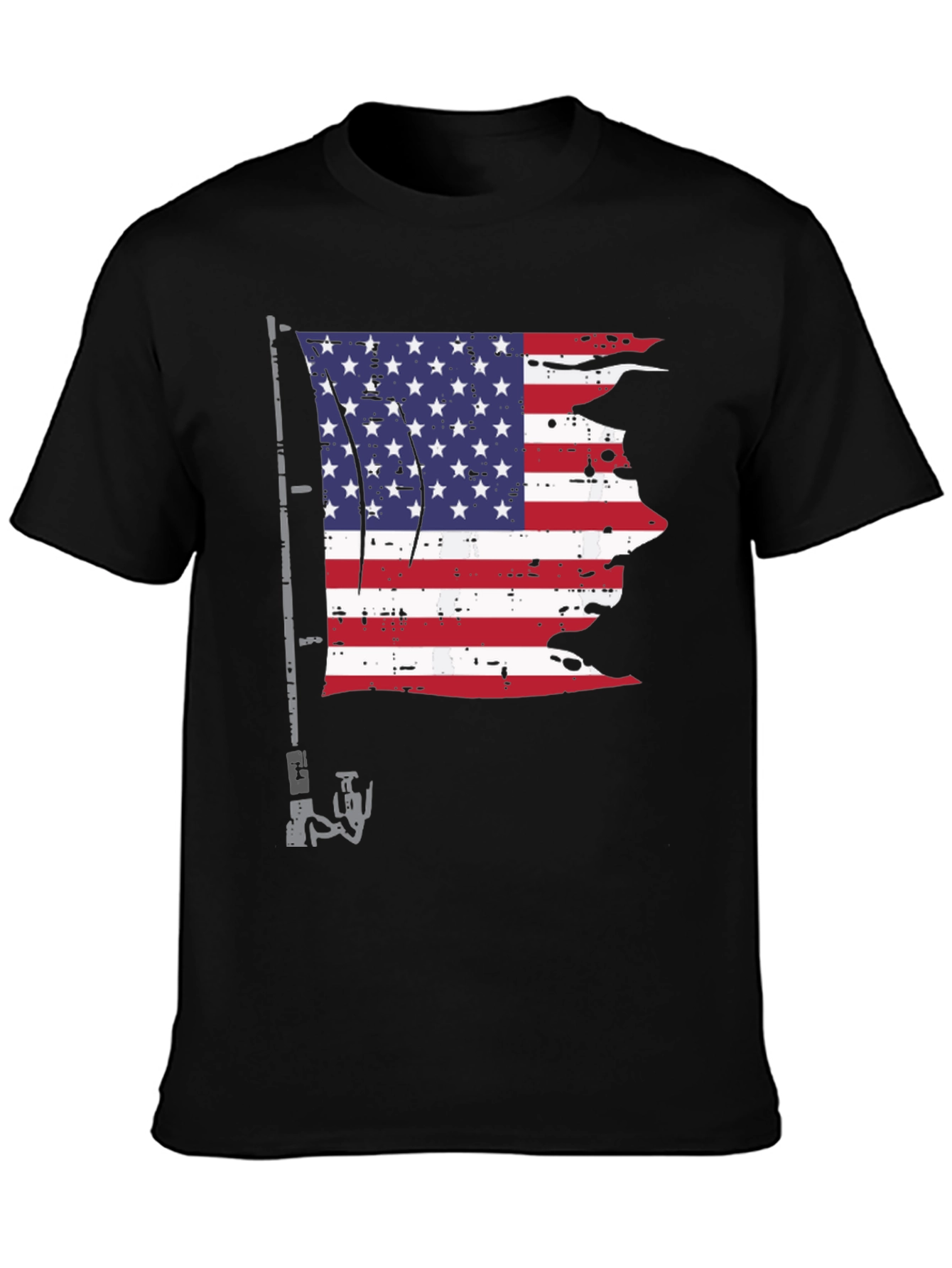 American Flag Fishing Rod Graphic Tee
